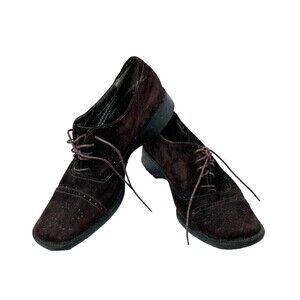 Bruno Magli Womens Size 8 Brown Suede Slip On Lace Up Casual Oxford Loafers
